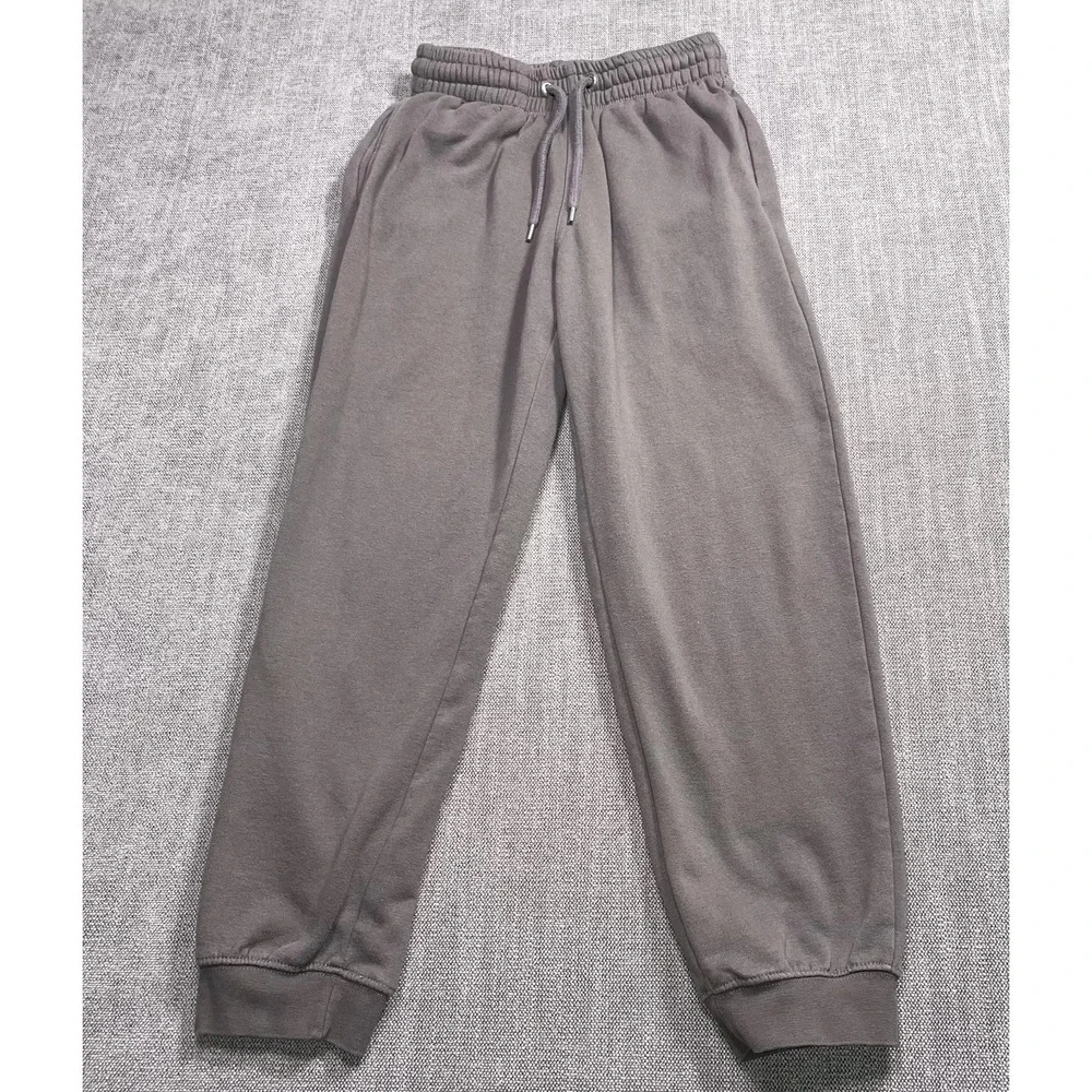 H&M Regular Fit Sweatpants Mens XS Brown Fleece Tapered Joggers Drawstring